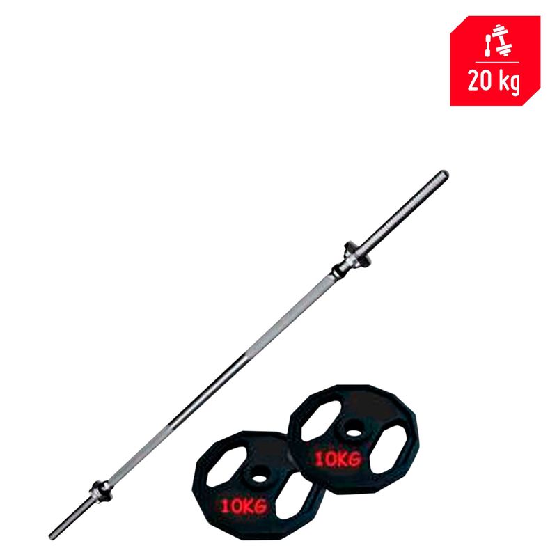 SPORT FITNESS - Set de Pesas 20kg + Barra Recta