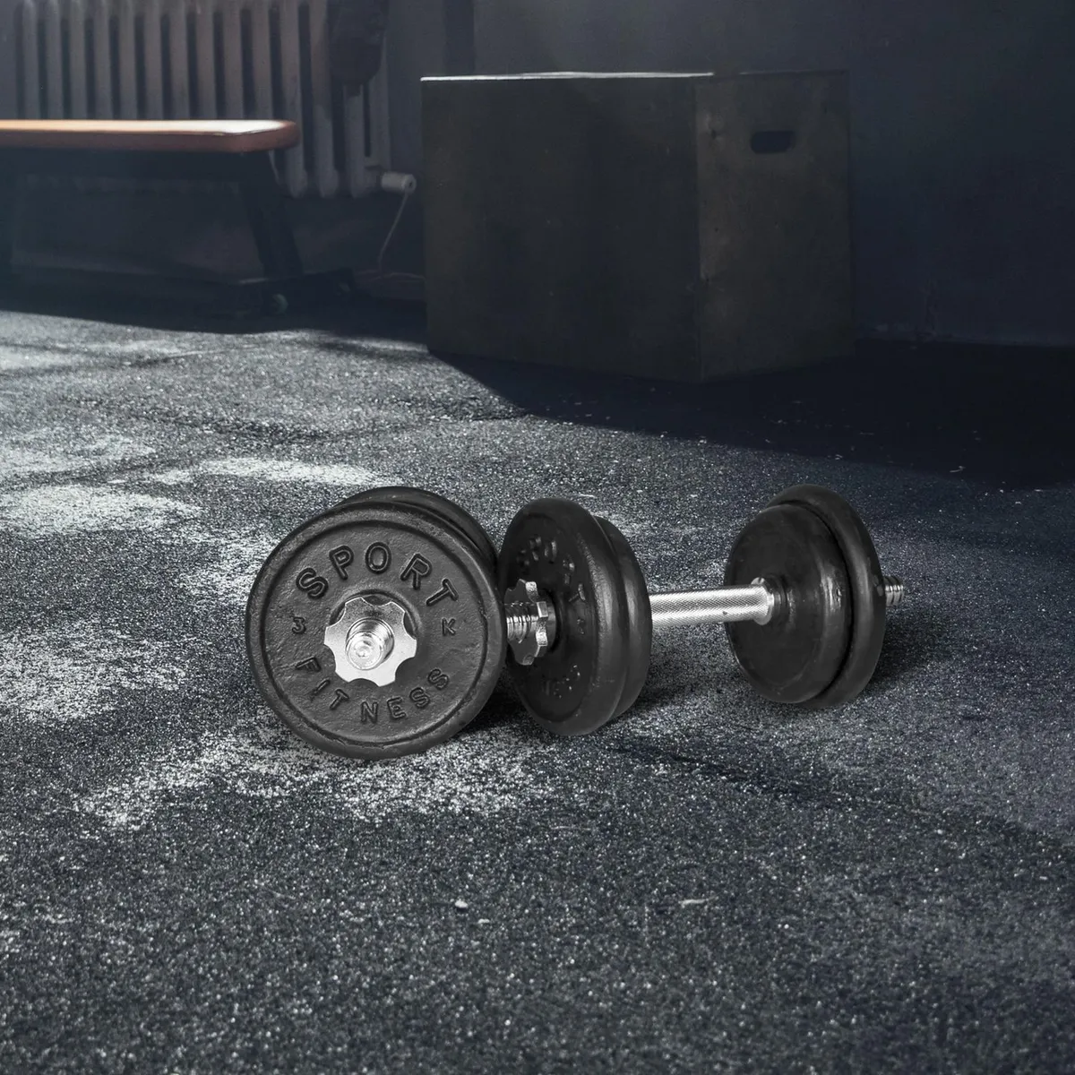 SPORTFITNESS - Set de Pesas Redondas 20kg Mancuerda