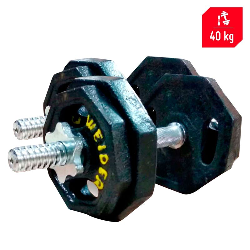 SPORTFITNESS - Set de Pesas Hexagonales Mancuernas Cromadas 40KG