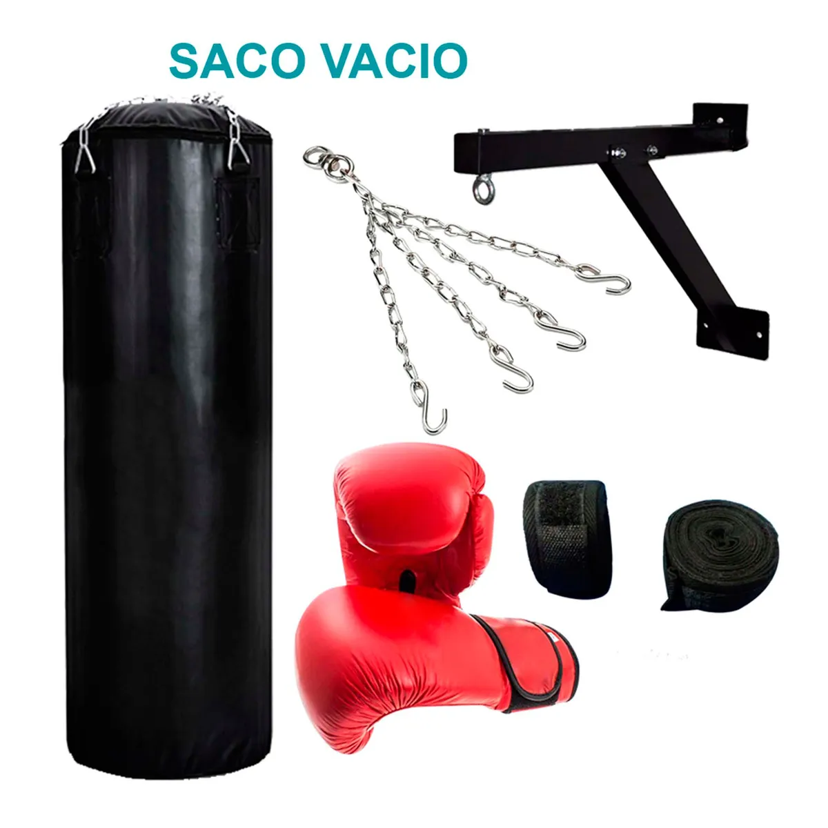 SPORTFITNESS - Set Saco Box Vacío 1.50m con Accesorios