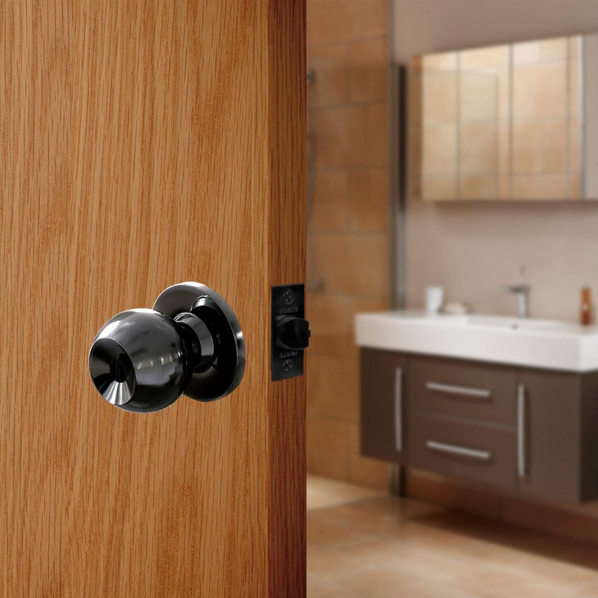 FORTE - Cerradura de Pomo Baño Bronce Quemado