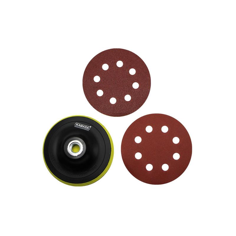 KAMASA - Juego de Discos con Velcro y Lijas 11.5cm
