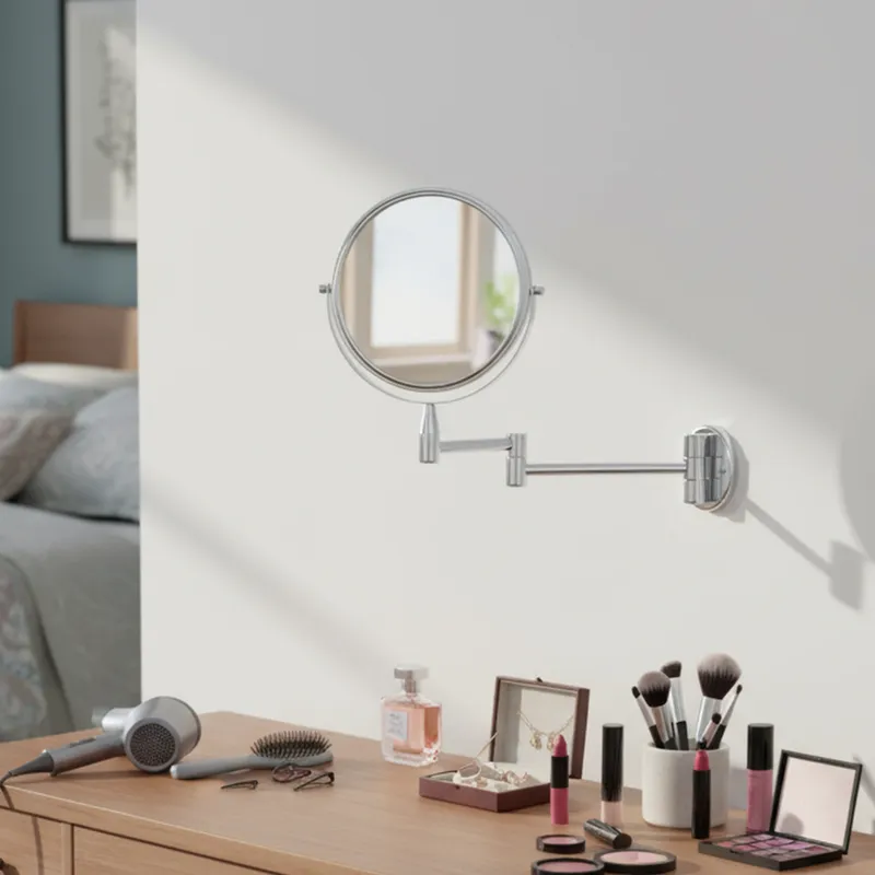 JUST HOME COLLECTION - Espejo Cosmético Giratorio Metal Cromdo Extensible 17cm