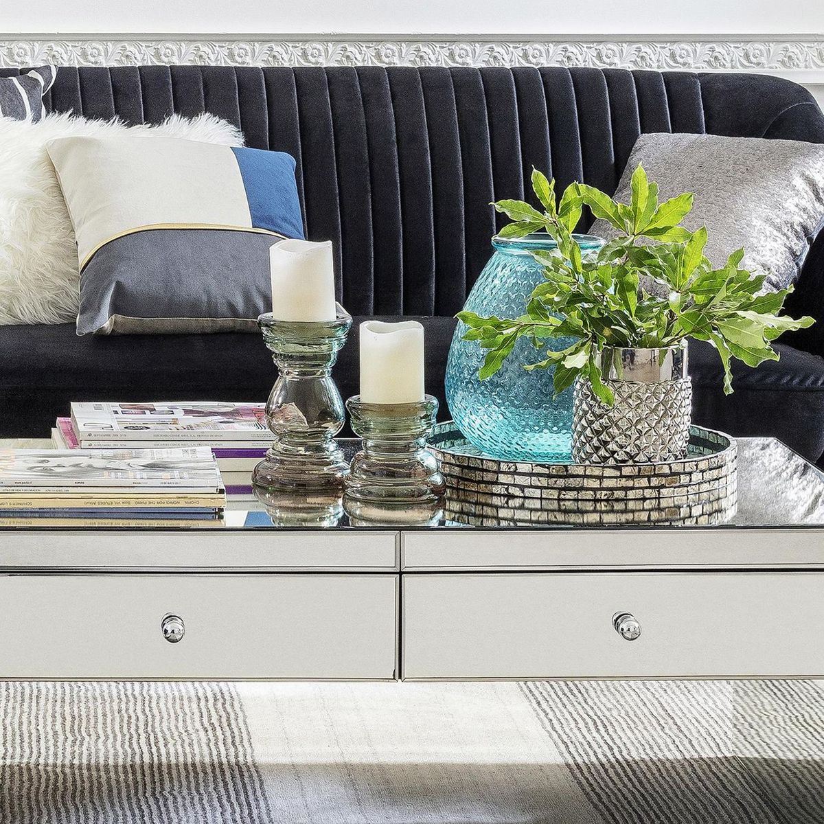 HOMY - Candelabro Decorativo Vidrio Reciclado Transparente 13x20cm