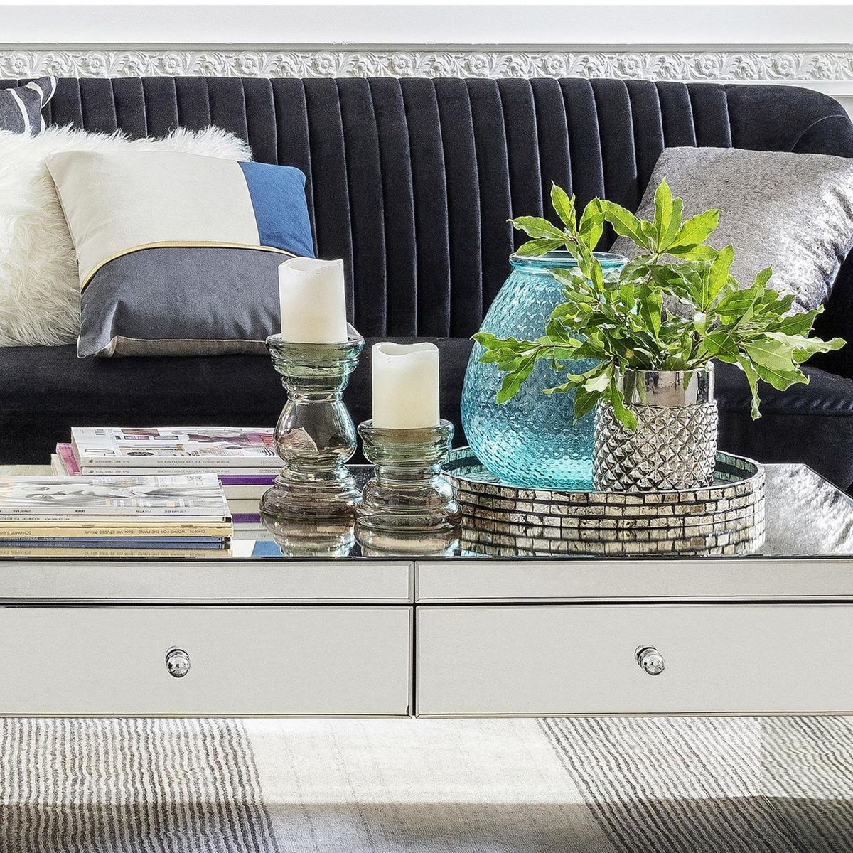 HOMY - Candelabro Decorativo Vidrio Reciclado Verde 12x12cm