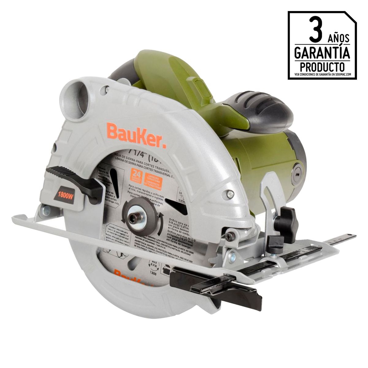 BAUKER - Sierra Circular Eléctrica Bauker 3 Discos 7-1/4 1800W