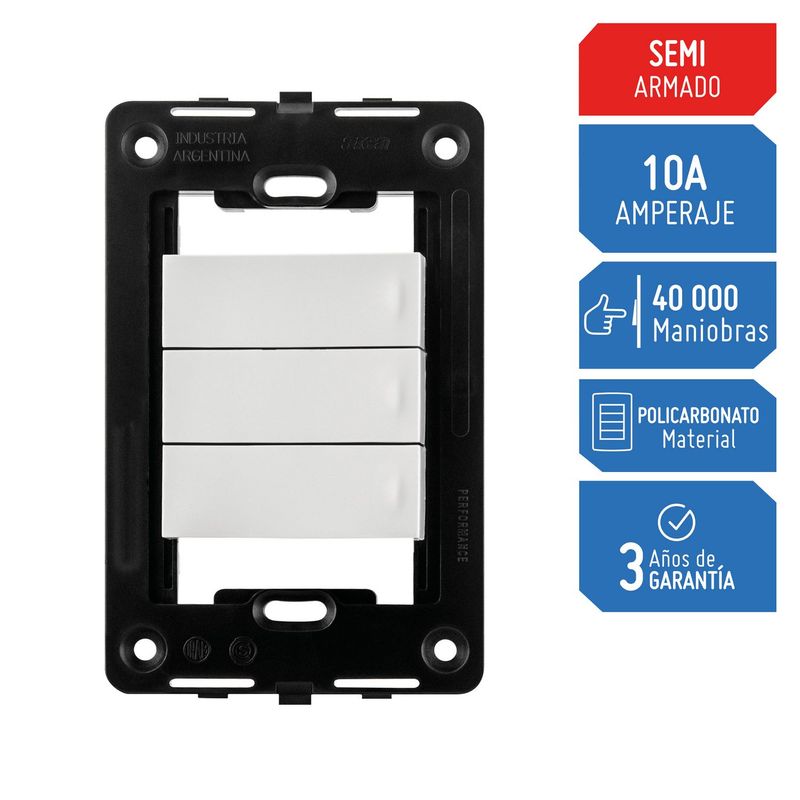 SICA - Conmutador Triple Silight Blanco