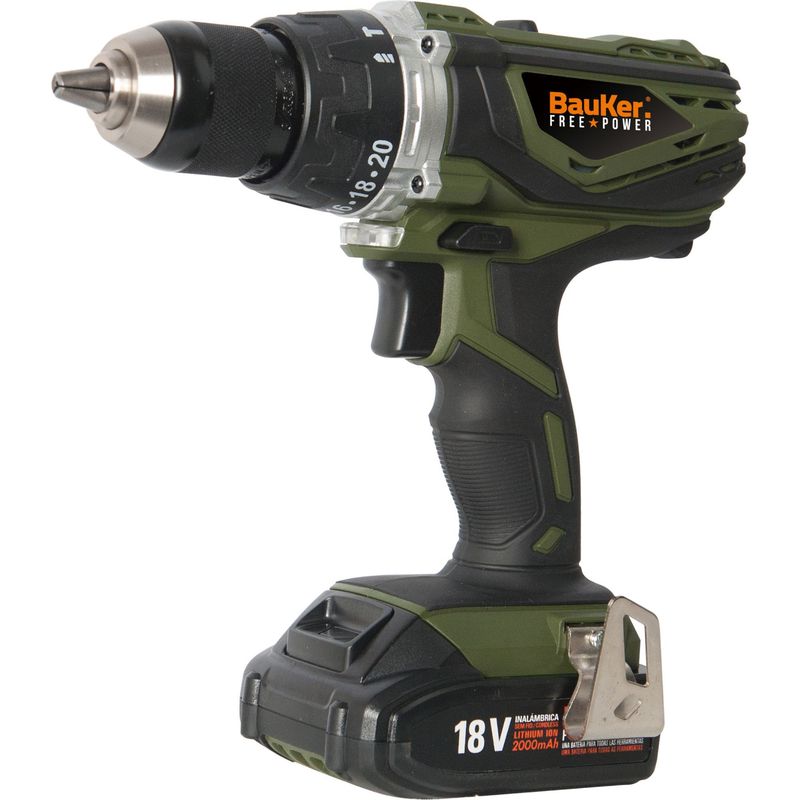 BAUKER - Taladro Percutor Inalámbrico Bauker 13mm 18V  (Sin batería y cargador)