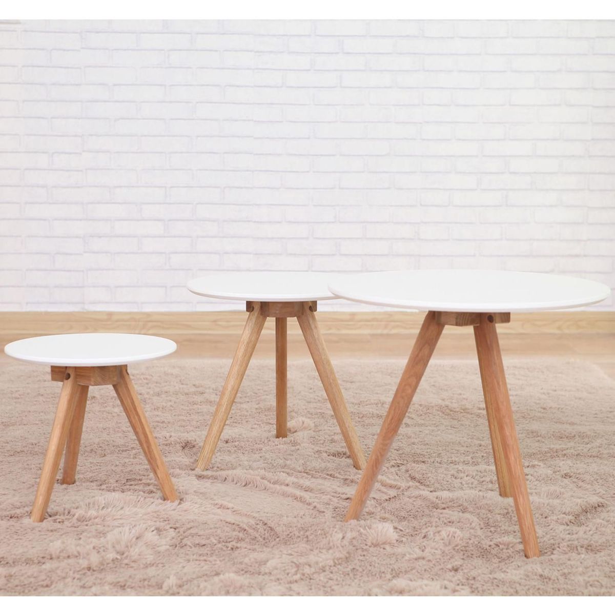 JUST HOME COLLECTION - Set 3 Mesas Auxiliares Radius Blanca