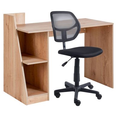 Combo Escritorio de melamina con Repisa + Silla Avignon Negro