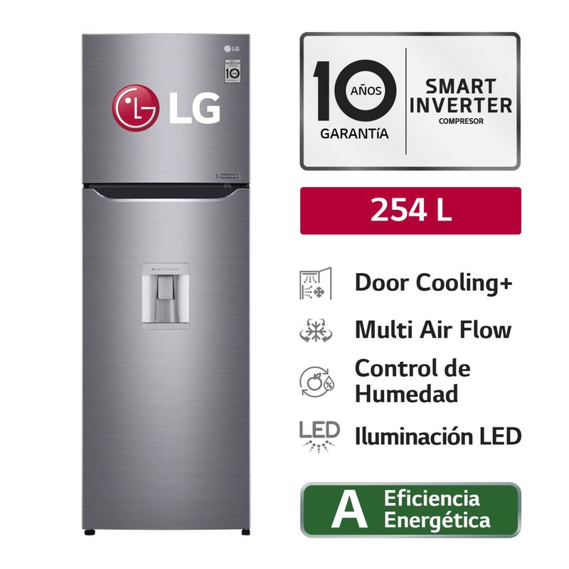 LG - Refrigeradora GT29WPPDC 254L Door Cooling Top Freezer Plateada LG