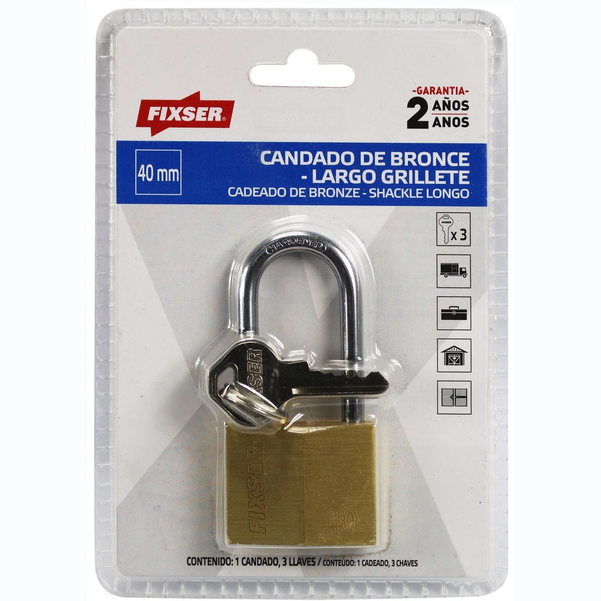 FIXSER - Candado de Arco Alto Fixser 40 mm