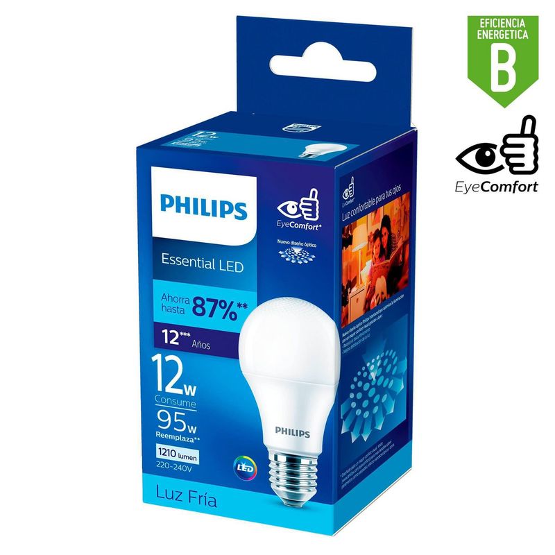 PHILIPS - Foco Led Bulbo A60 E27 12W Luz Blanca