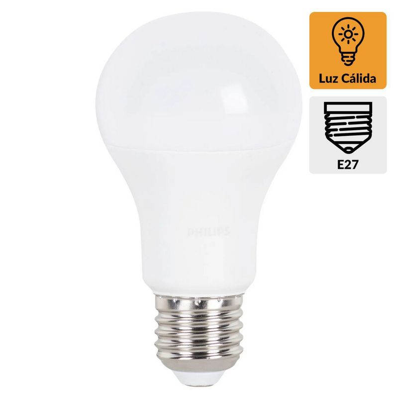PHILIPS - Foco LED Bulbo A65 E27 14W Luz Amarilla