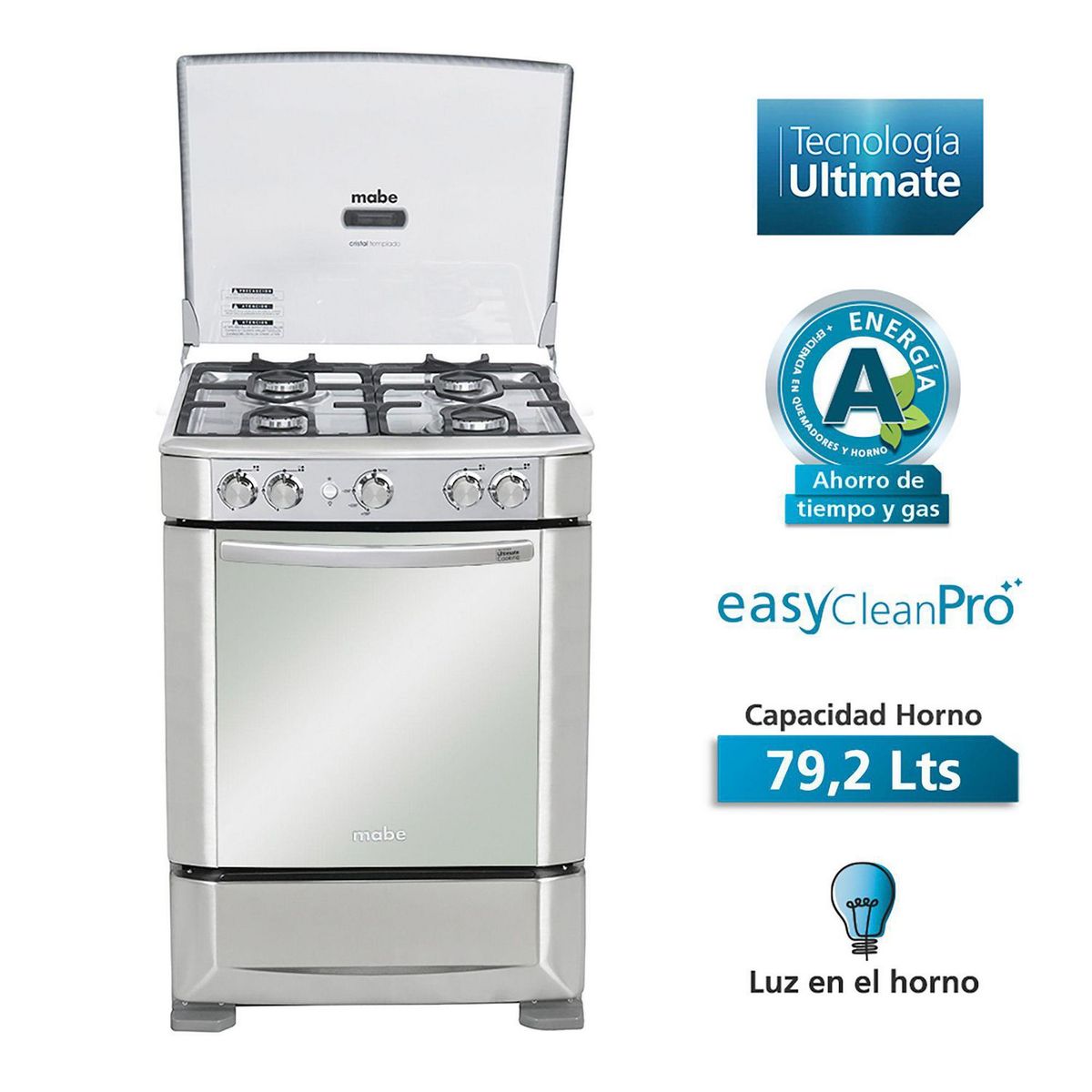 MABE - Cocina Mabe a Gas 4 Hornillas CMP6030FX Grafito