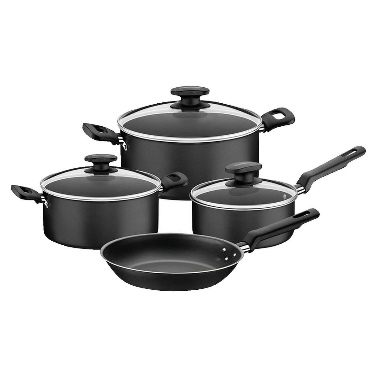 TRAMONTINA - Juego de Ollas Loreto Negro 7 Piezas