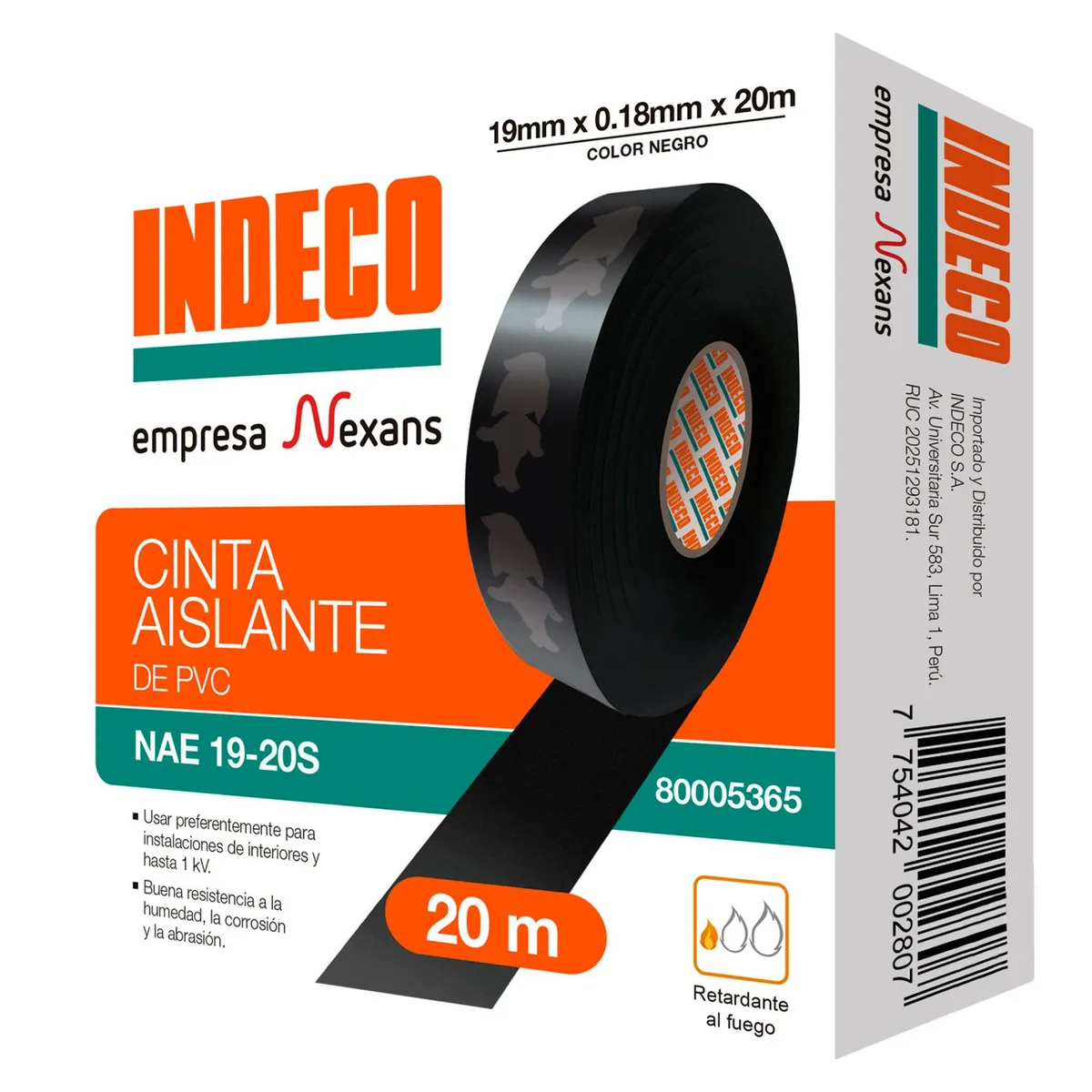 INDECO - Cinta Aislante 19x0.18mm 20 Metros Negro