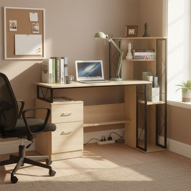 Escritorio Roble Melamina Porto con Estante