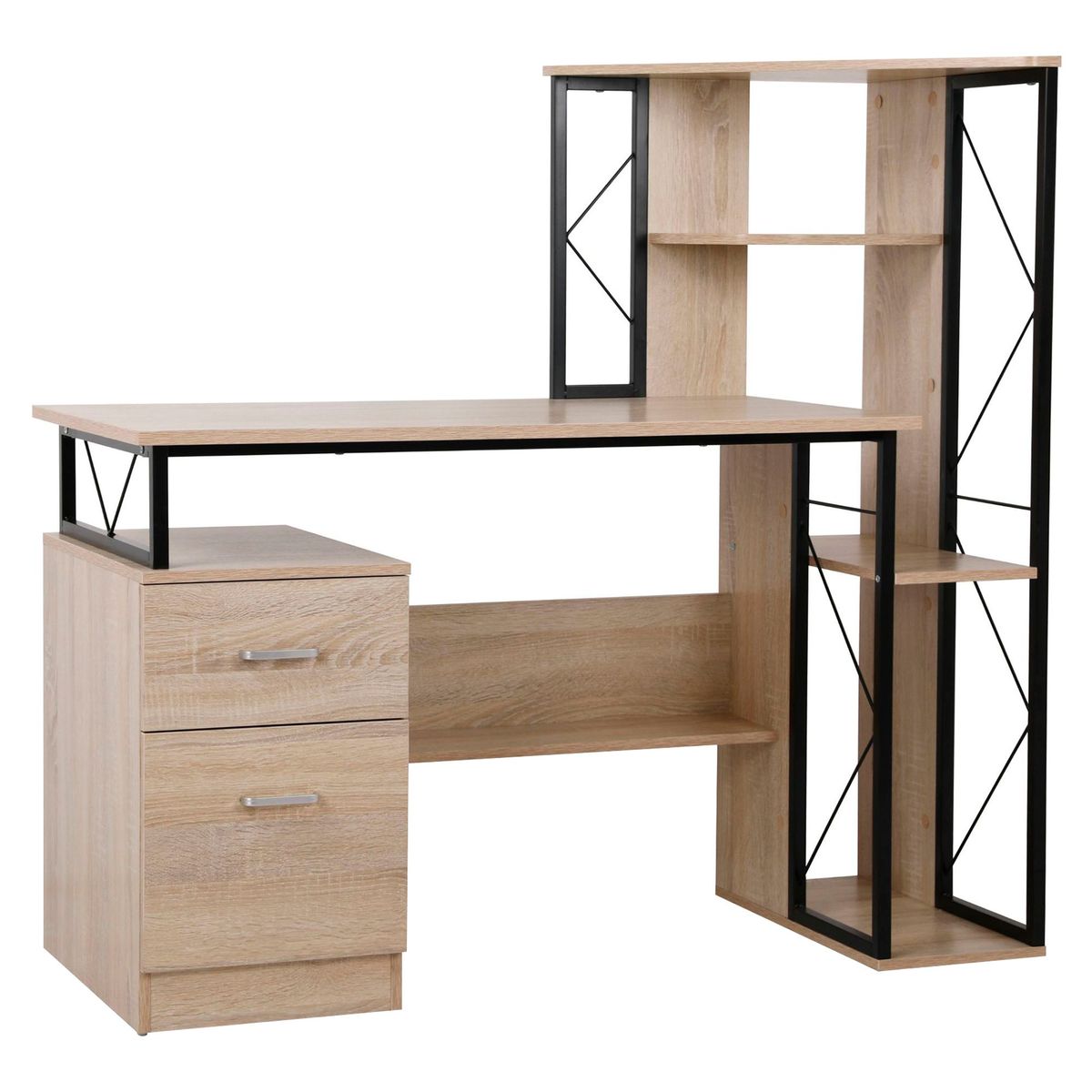 JUST HOME COLLECTION - Escritorio Roble Melamina Porto con Estante