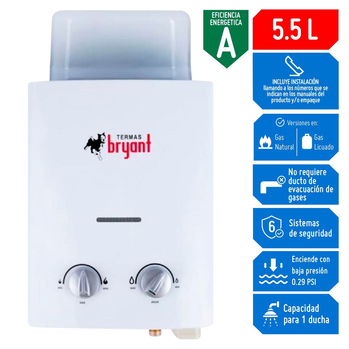 GENERICO - Terma a Gas Bryant GN 5.5 litros