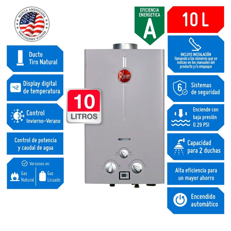 RHEEM - Terma a Gas Rheem GLP 10 litros