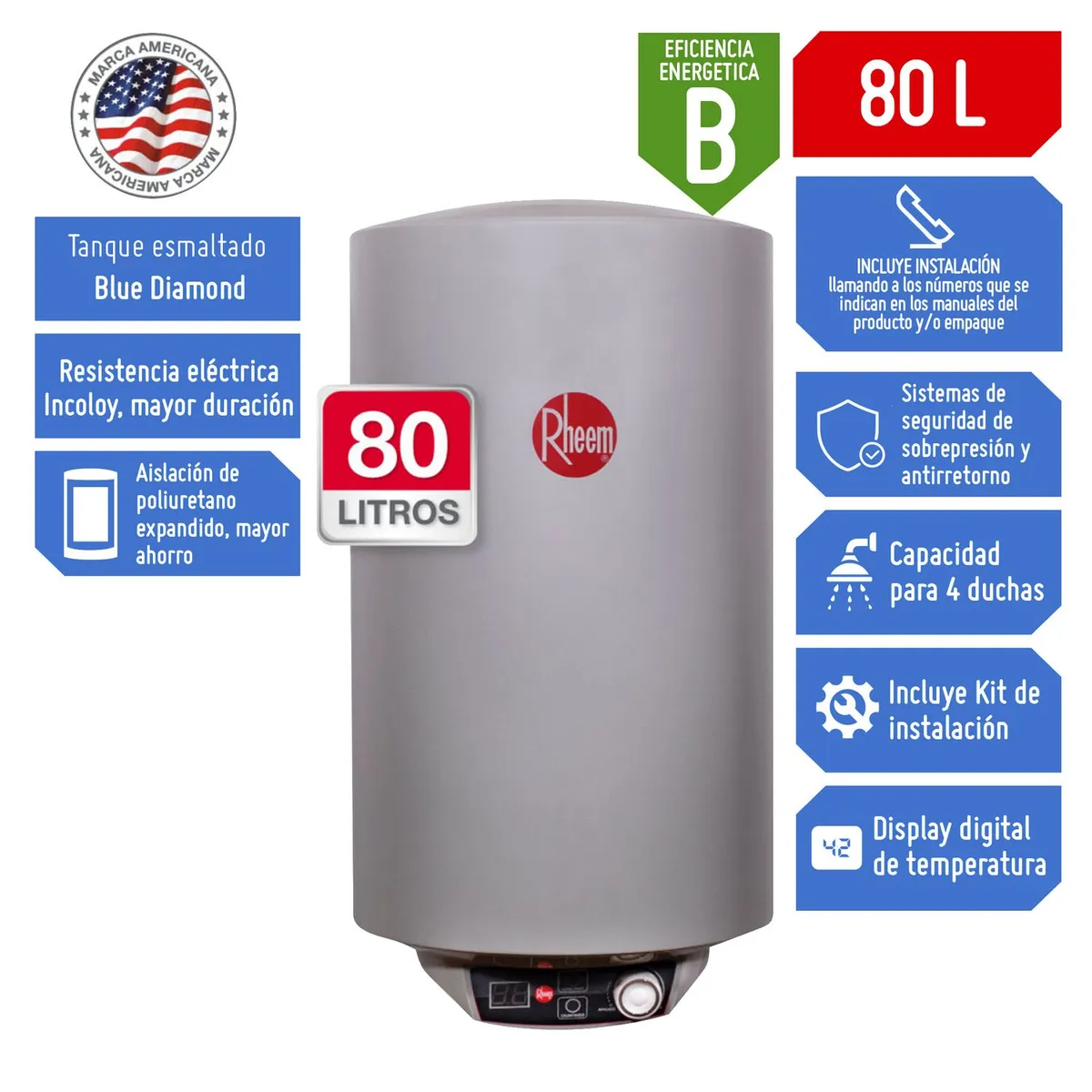 RHEEM - Terma Eléctrica Rheem Digital 80 litros
