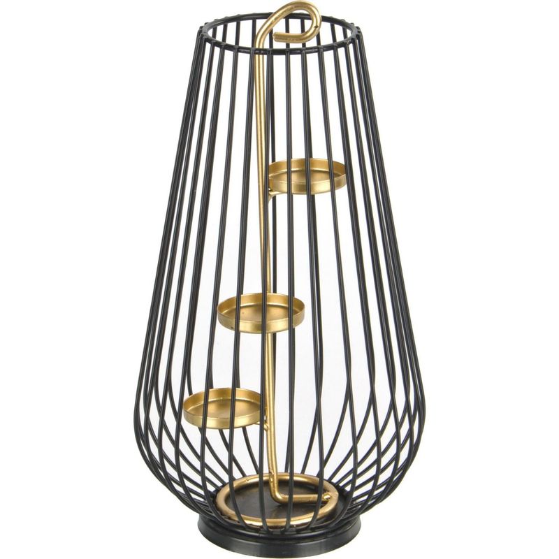 JUST HOME COLLECTION - Portavela Decorativa Metal Negro/Dorado 20x26cm