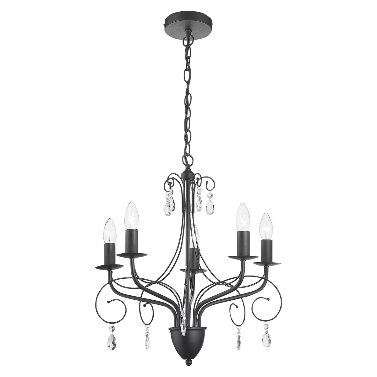 JUST HOME COLLECTION - Lámpara Colgante de Techo 5 Luces Blacken Negra