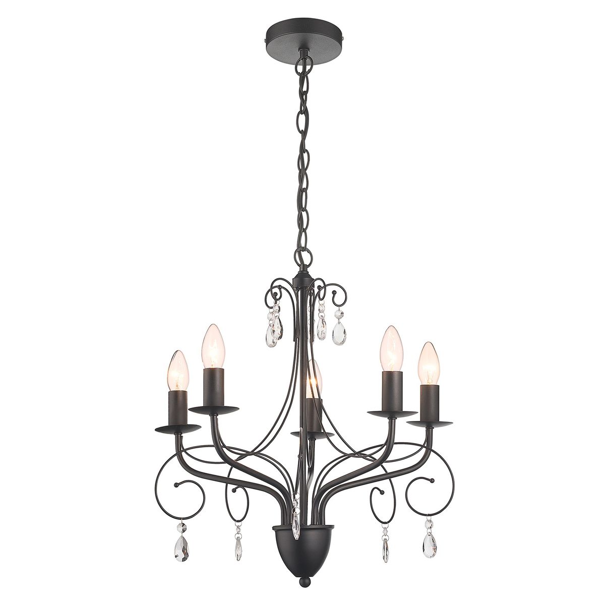 JUST HOME COLLECTION - Lámpara Colgante de Techo 5 Luces Blacken Negra