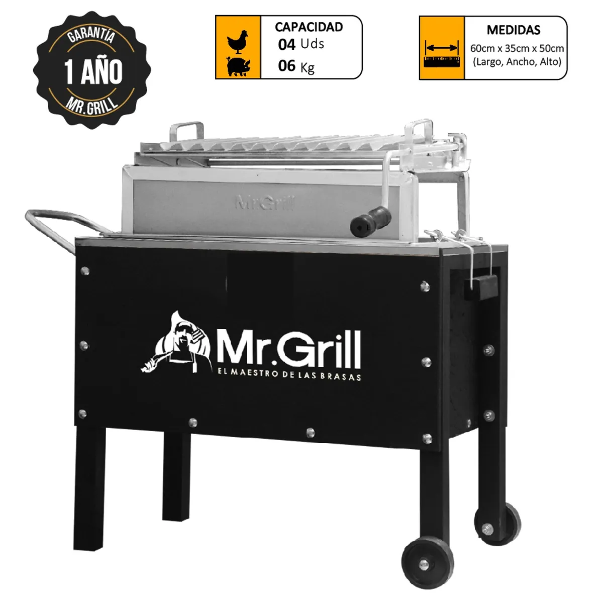 MR GRILL - Caja China Madera Pino/ Acero Galvanizado Mr Grill 33X56 Cm