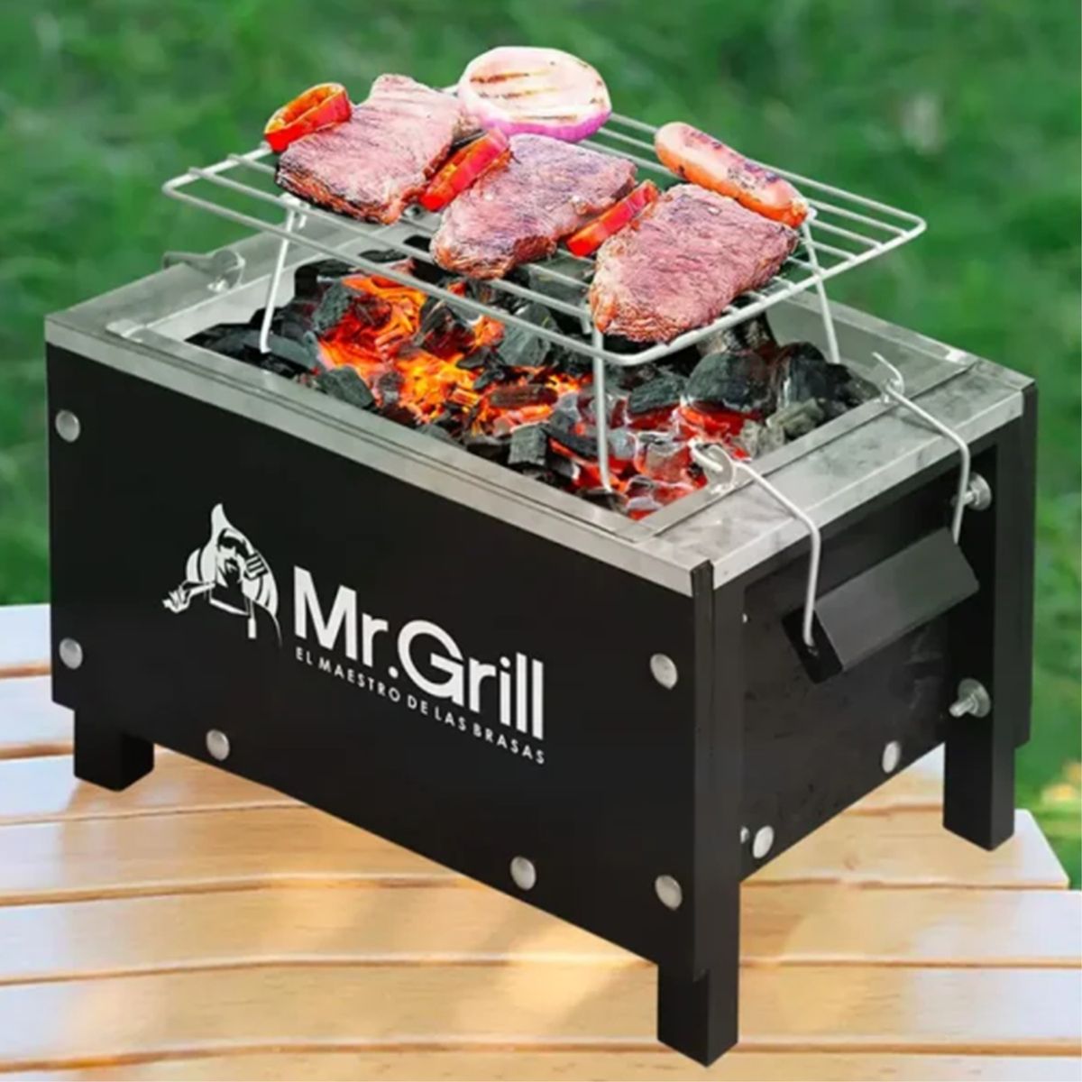 MR GRILL - Caja China Madera Pino/ Acero Galvanizado Mr Grill 23X37 Cm