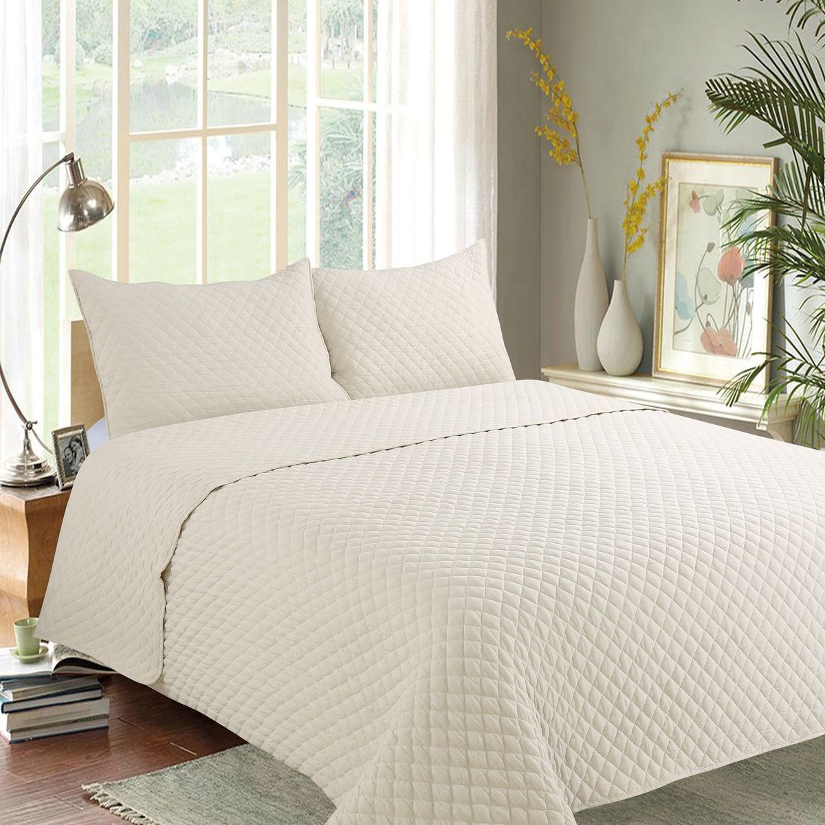 JUST HOME COLLECTION - Quilt Cuadritos Beige 2 Plazas