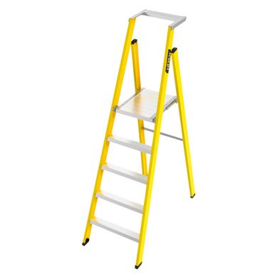 Escalera con Plataforma 5 Pasos Fibra de Vidrio