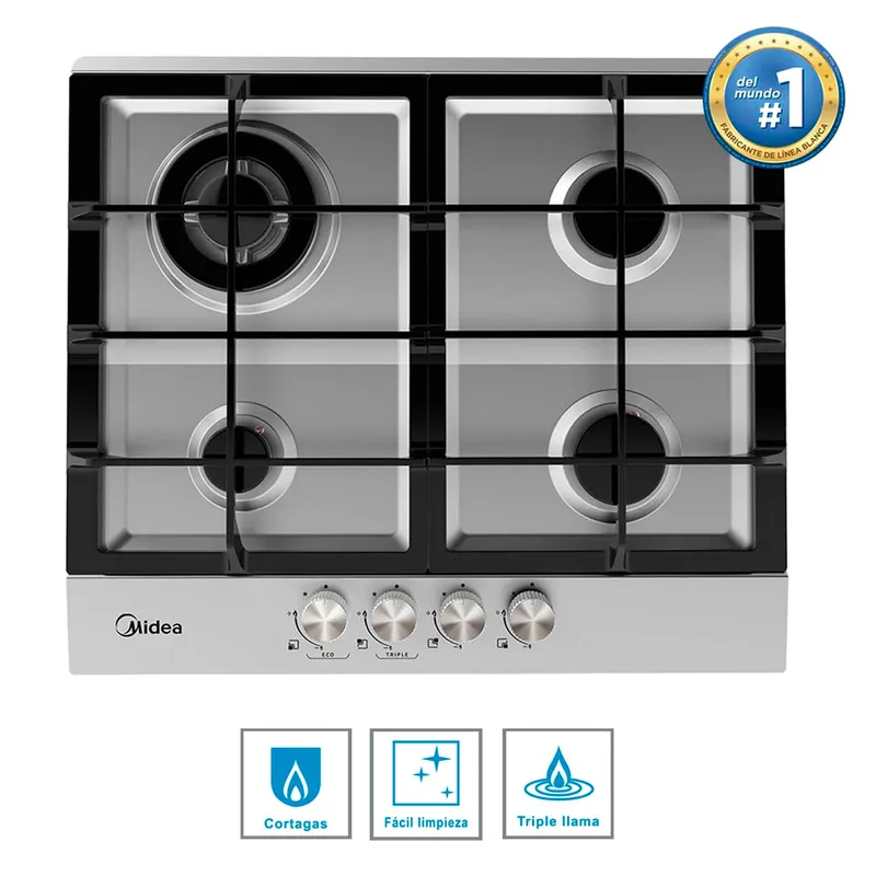 MIDEA - Cocina empotrable Gas Midea MTGB24R6EAS X4 Quemadores