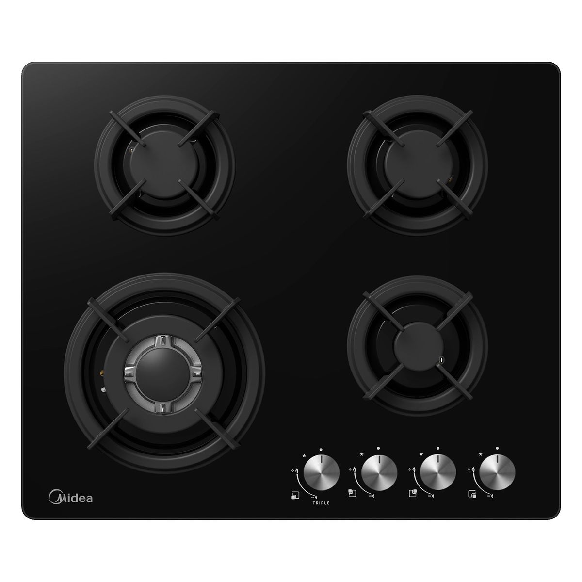 MIDEA - Cocina Empotrable Midea a Gas 4 Hornillas MTGB24R6CAG Negro