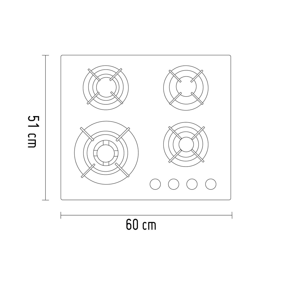 MIDEA - Cocina Empotrable Midea a Gas 4 Hornillas MTGB24R6CAG Negro