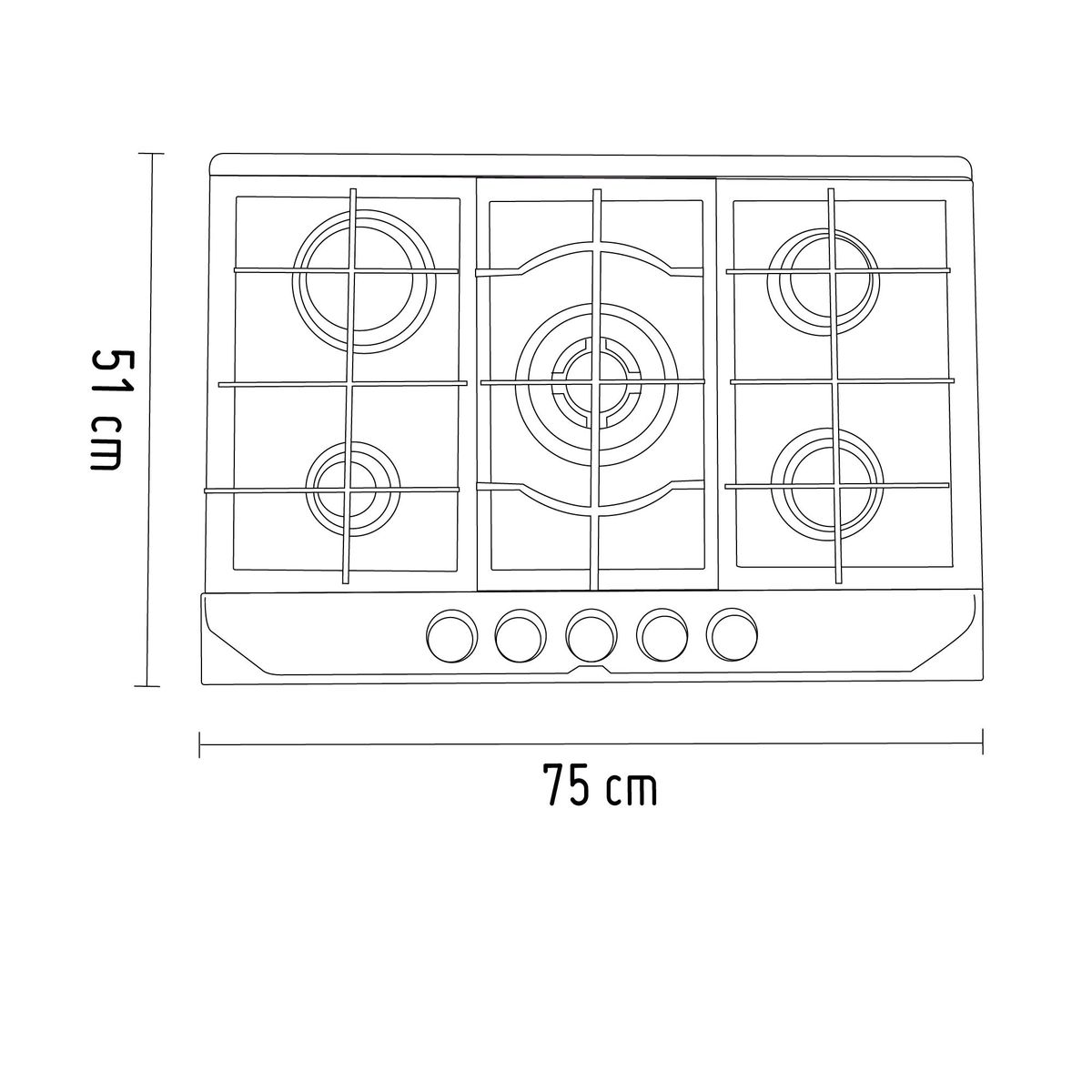MIDEA - Cocina Empotrable Midea a Gas 5 Hornillas MTGB30T6AAS Inox