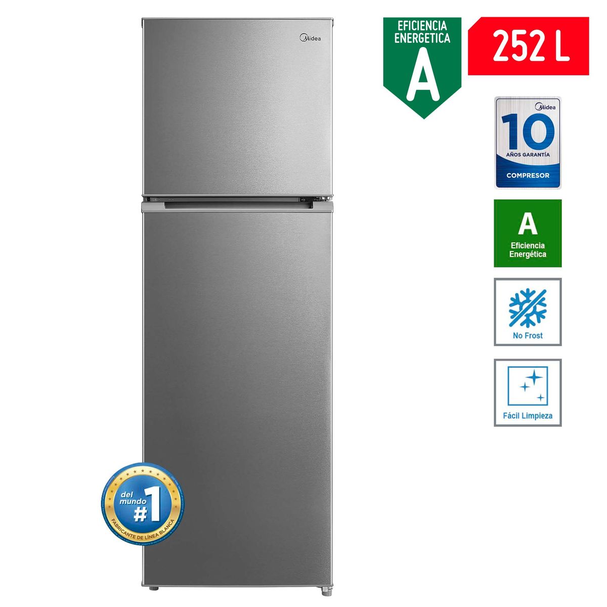MIDEA - Refrigeradora 252 Litros MRTN10A4NPAAL