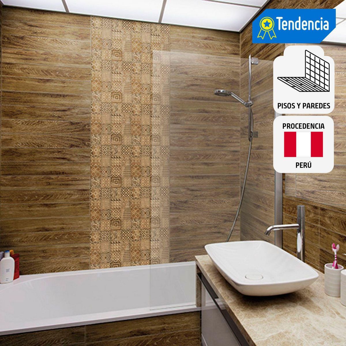 SAN LORENZO - Cerámica Marrón 31x61 Maderadas Mate 1.44 m2