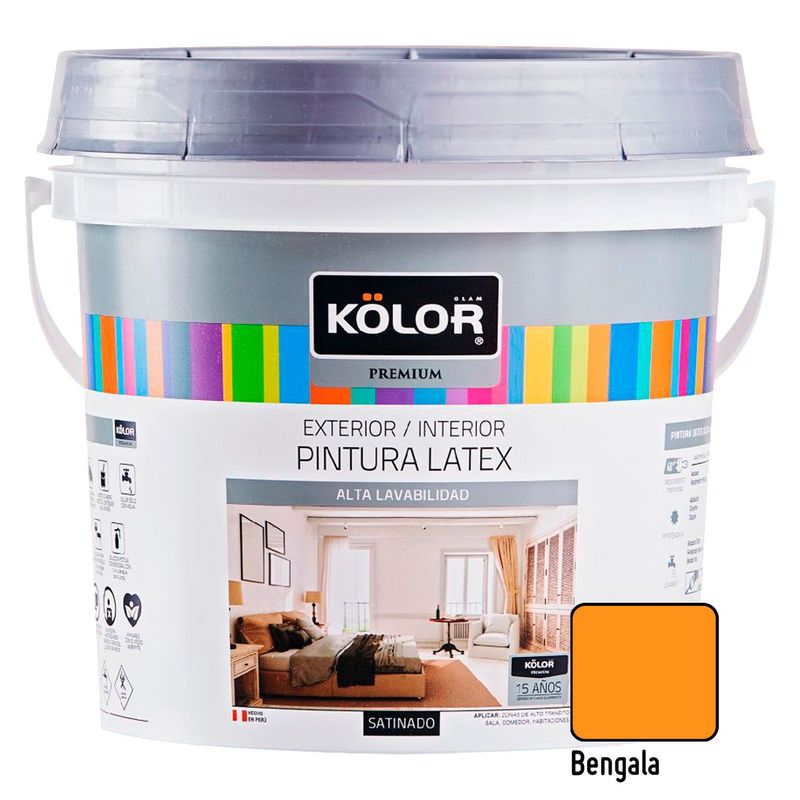 KOLOR - Pintura Látex Premium Satinado Bengala 4L