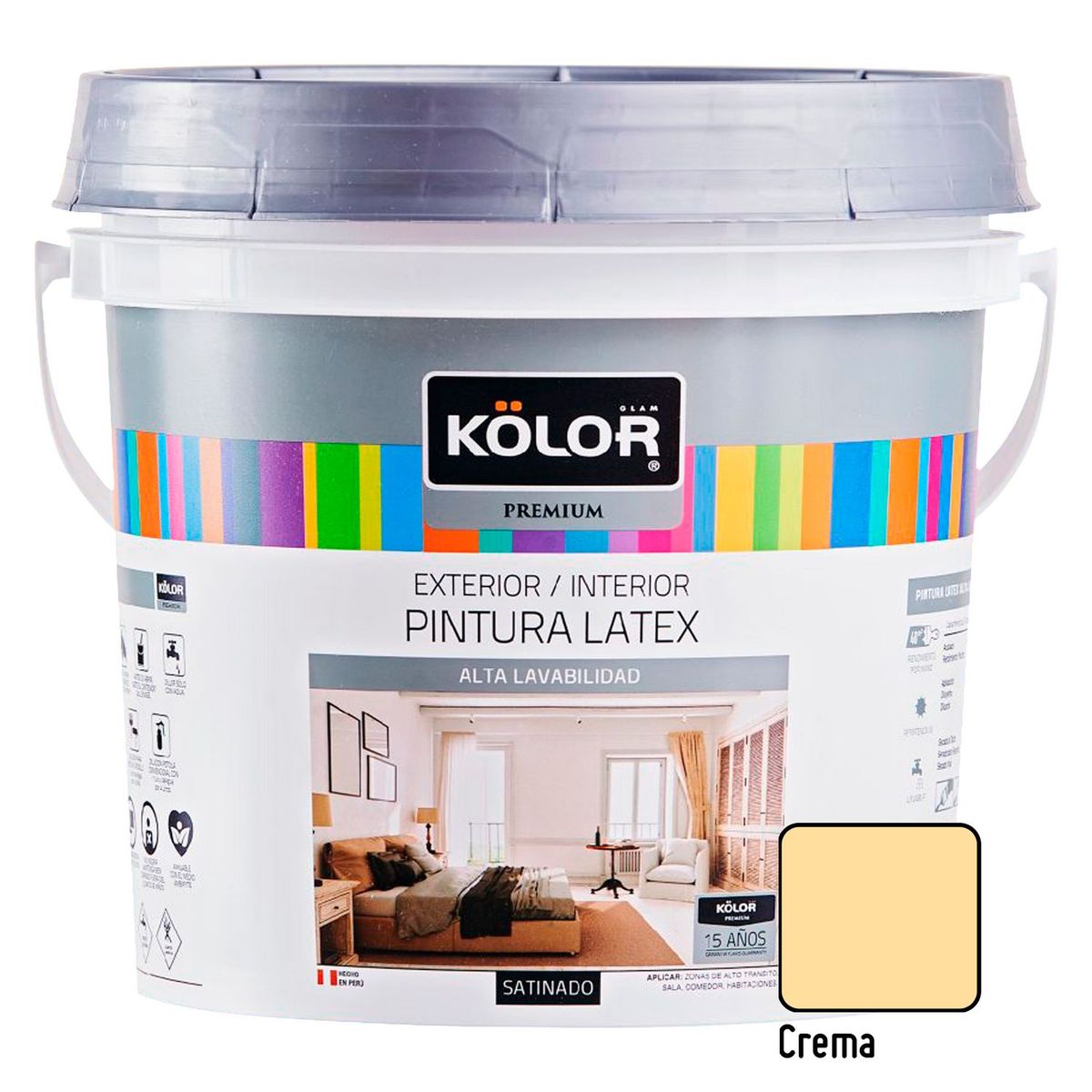 KOLOR - Pintura Látex Premium Satinado Crema 4L