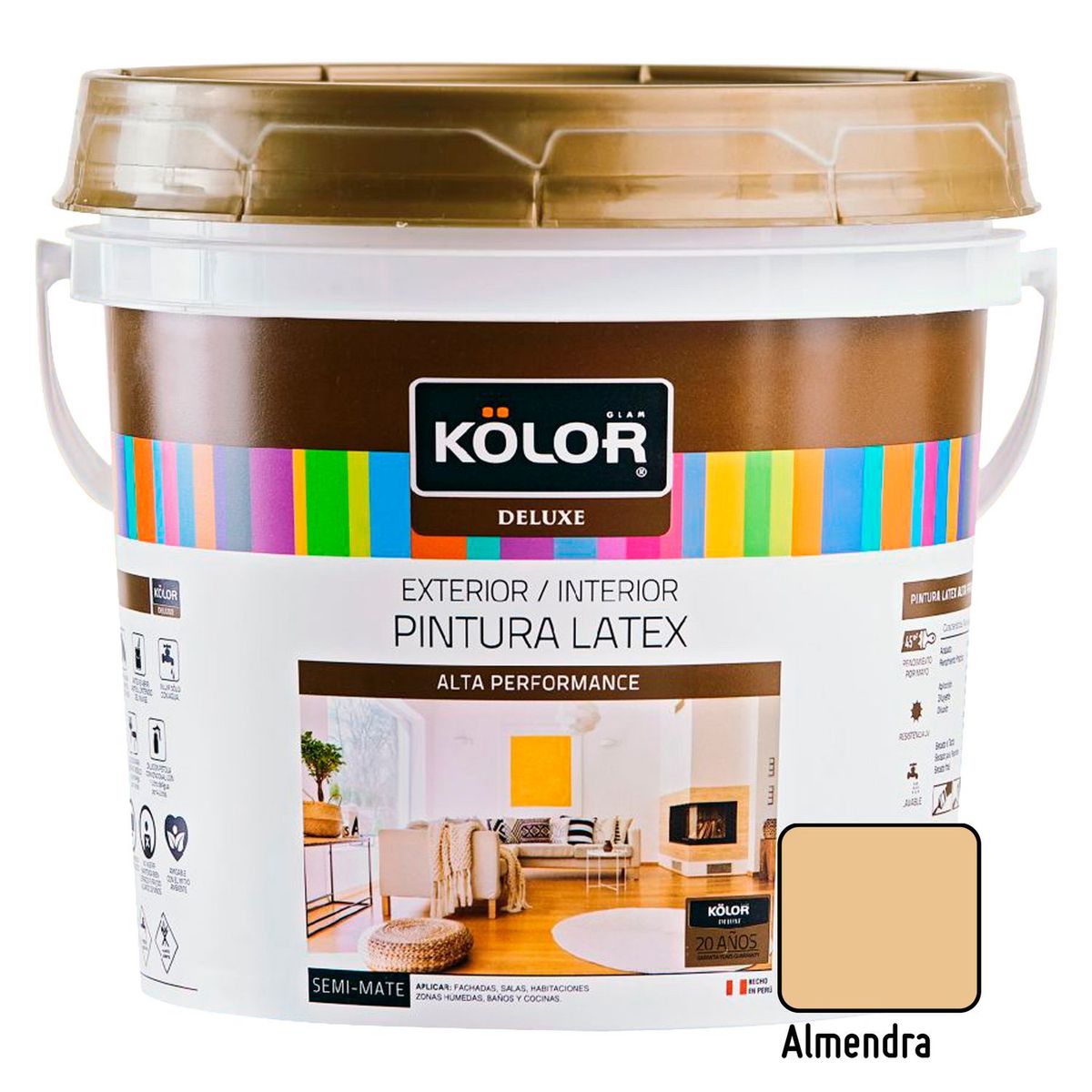 Pintura Látex Deluxe Semi Mate Almendra 4L, marca  - Foto Principal