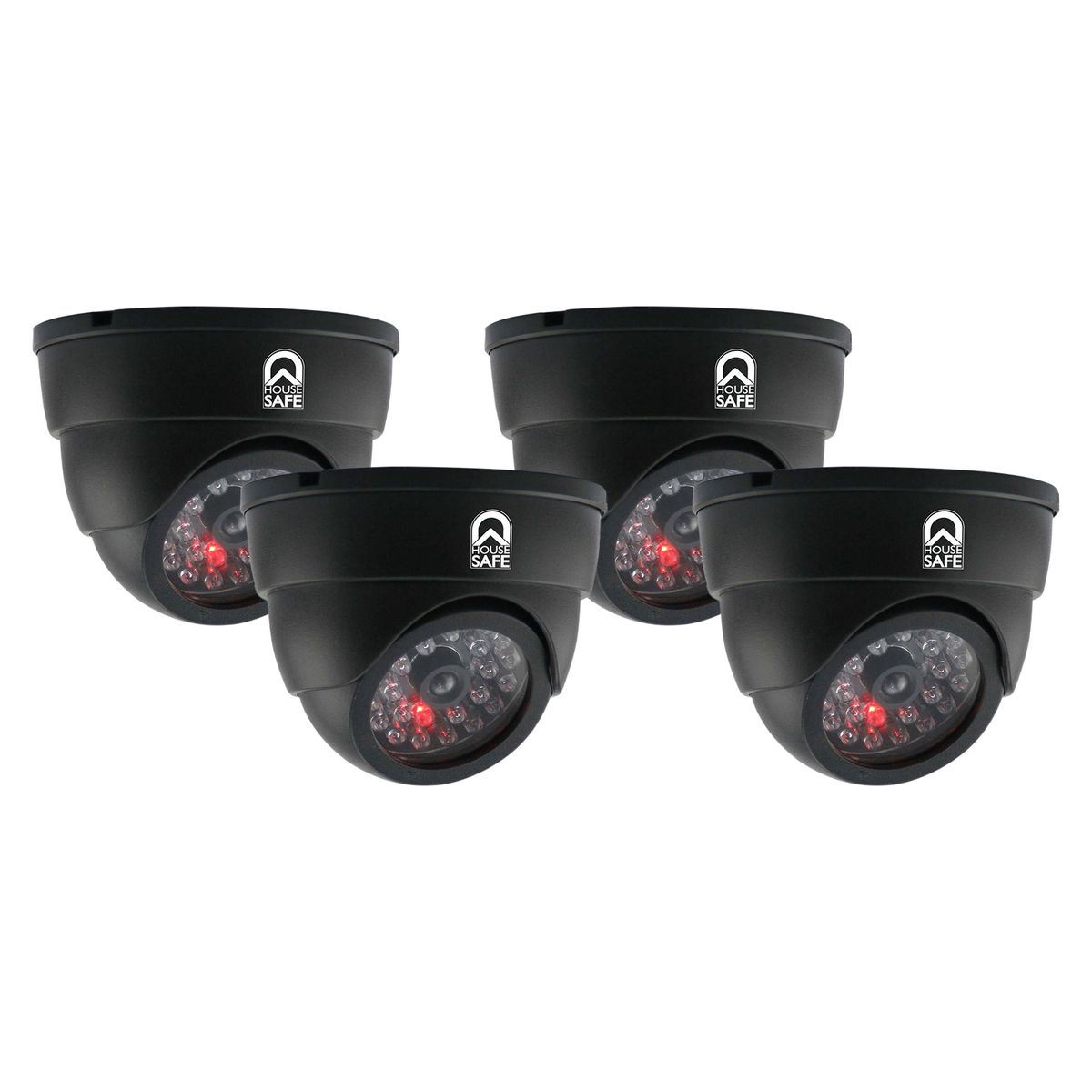 HOUSE SAFE - Kit 4 Cámaras Simulada Tipo Domo