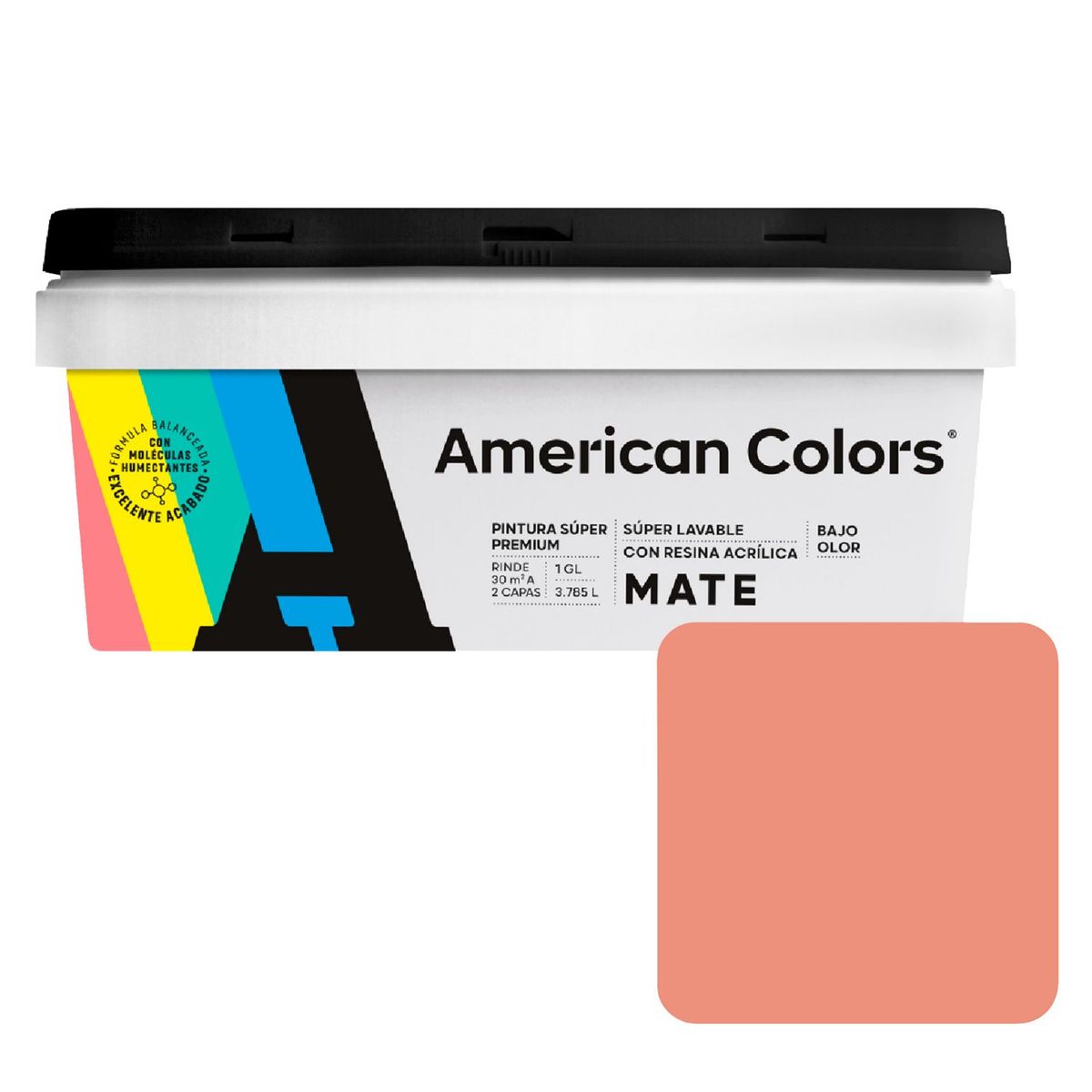 AMERICAN COLORS - Pintura American Latex Mate Salmon 1GL