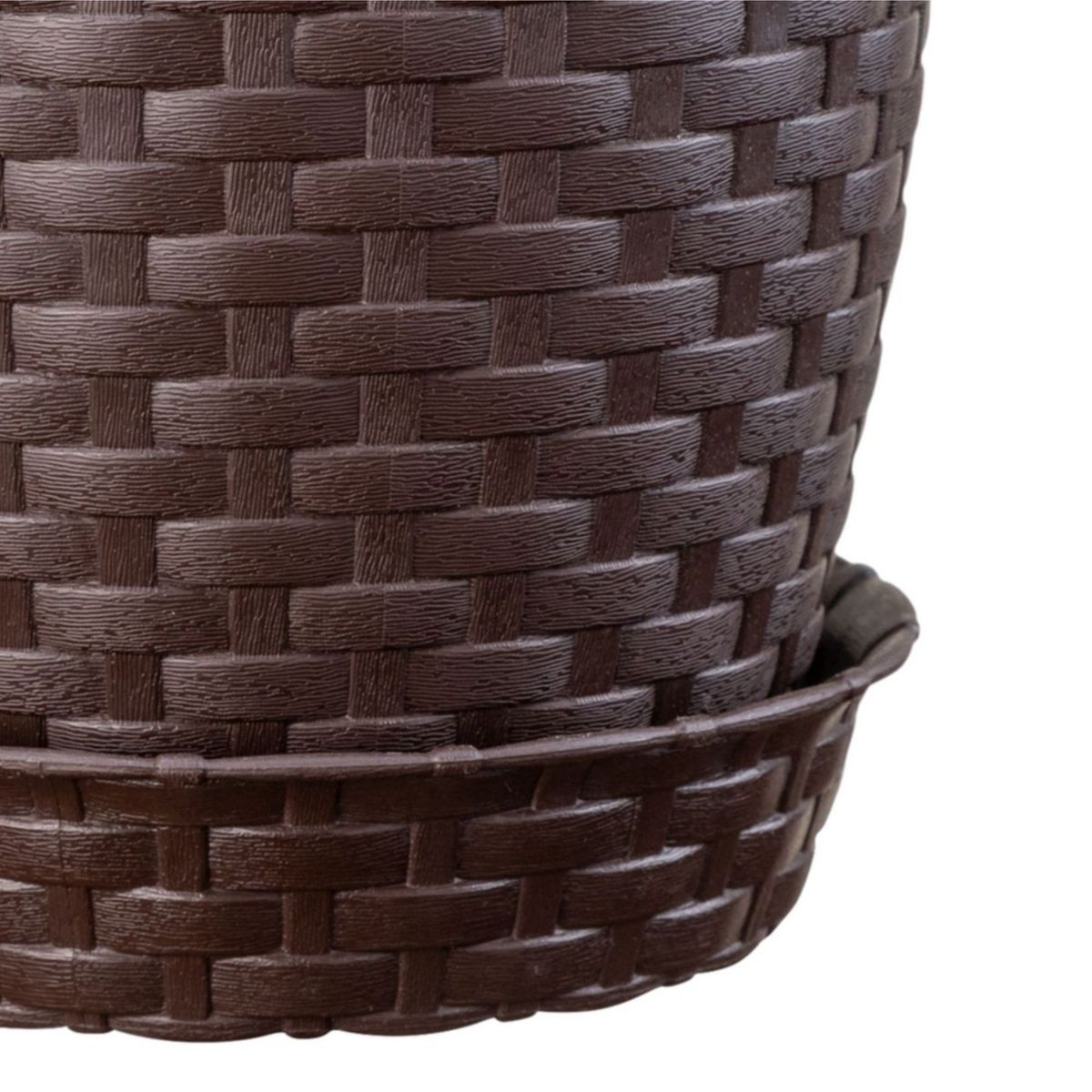 REYPLAST - Maceta Redonda Ratan Marrón 14x13.5x