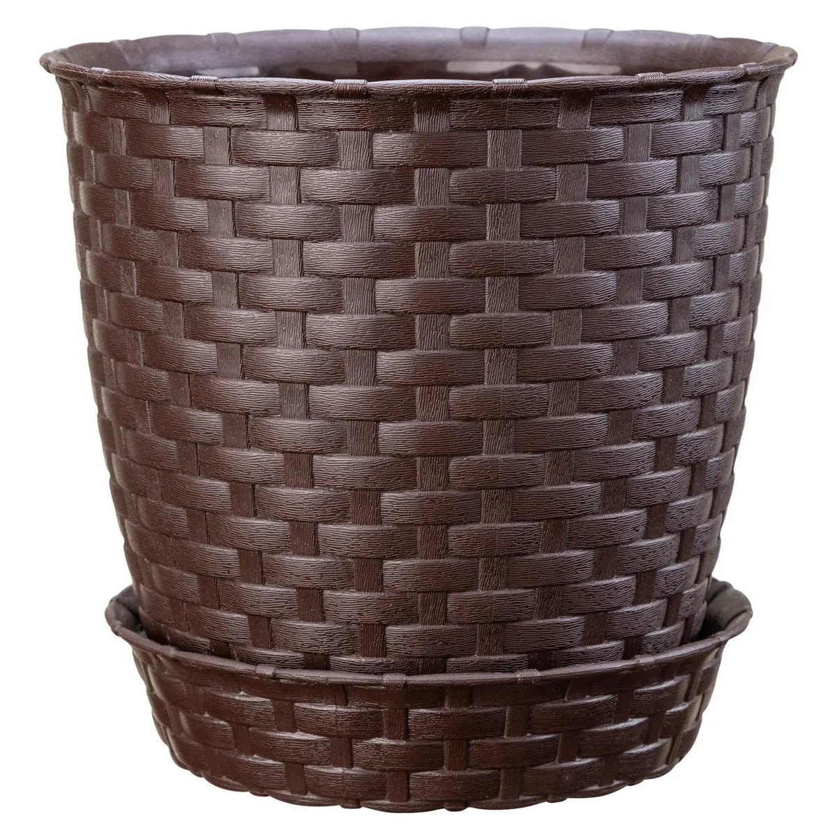 REYPLAST - Maceta Redonda Ratan Marrón 21x20x