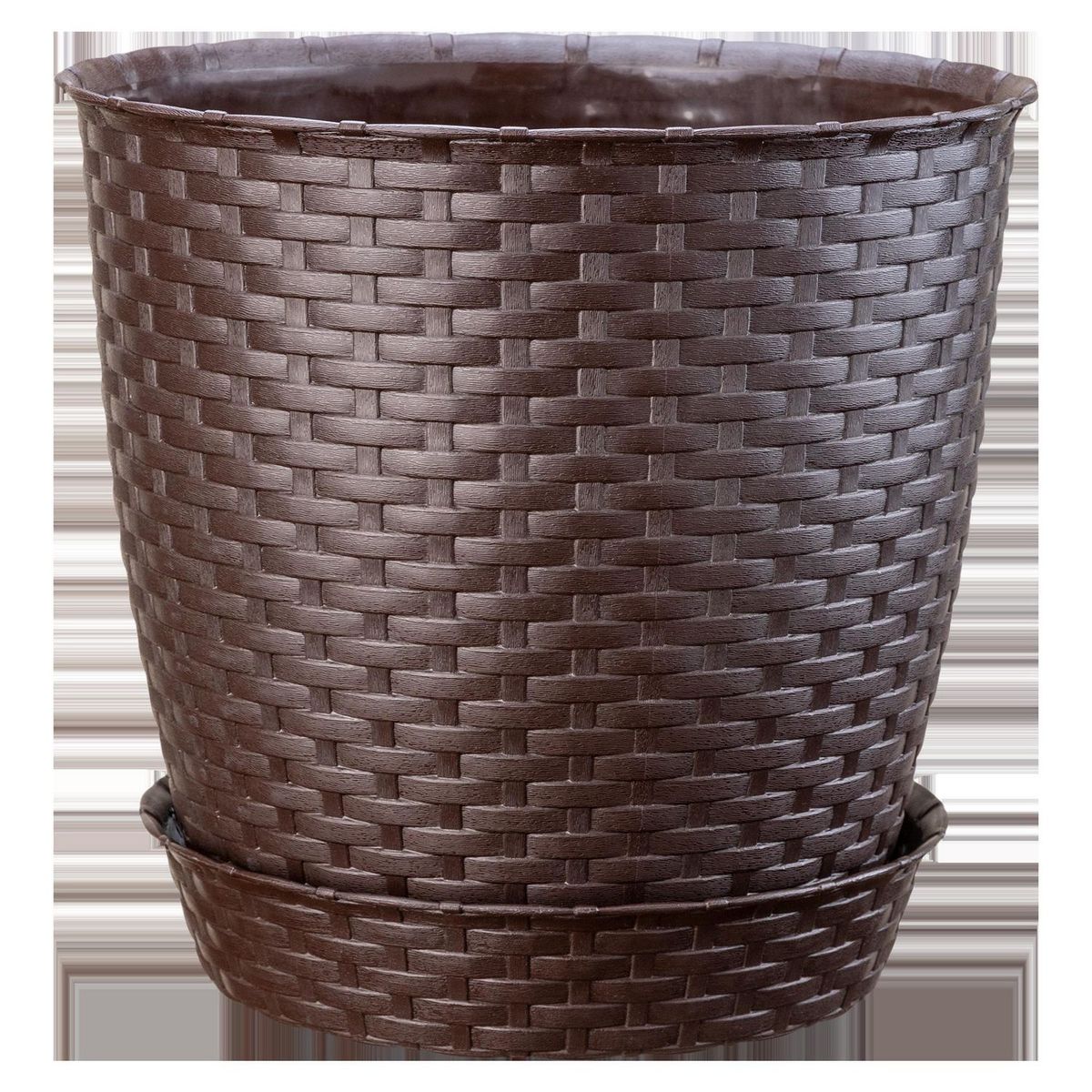 REYPLAST - Maceta Redonda Ratan Marrón 33x30x