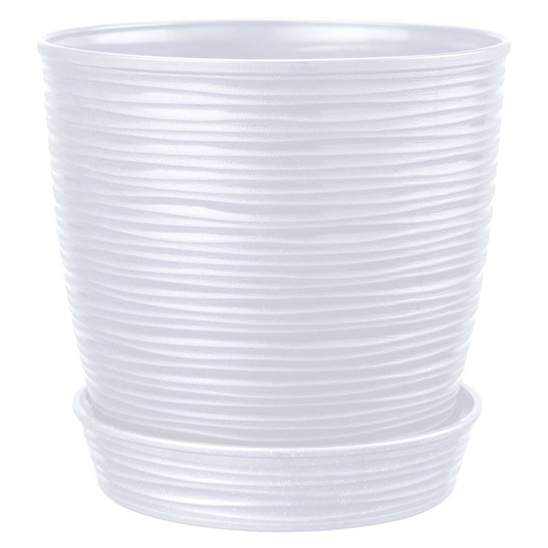 REYPLAST - Maceta de plástico Redonda Piedra Blanco 21x20x