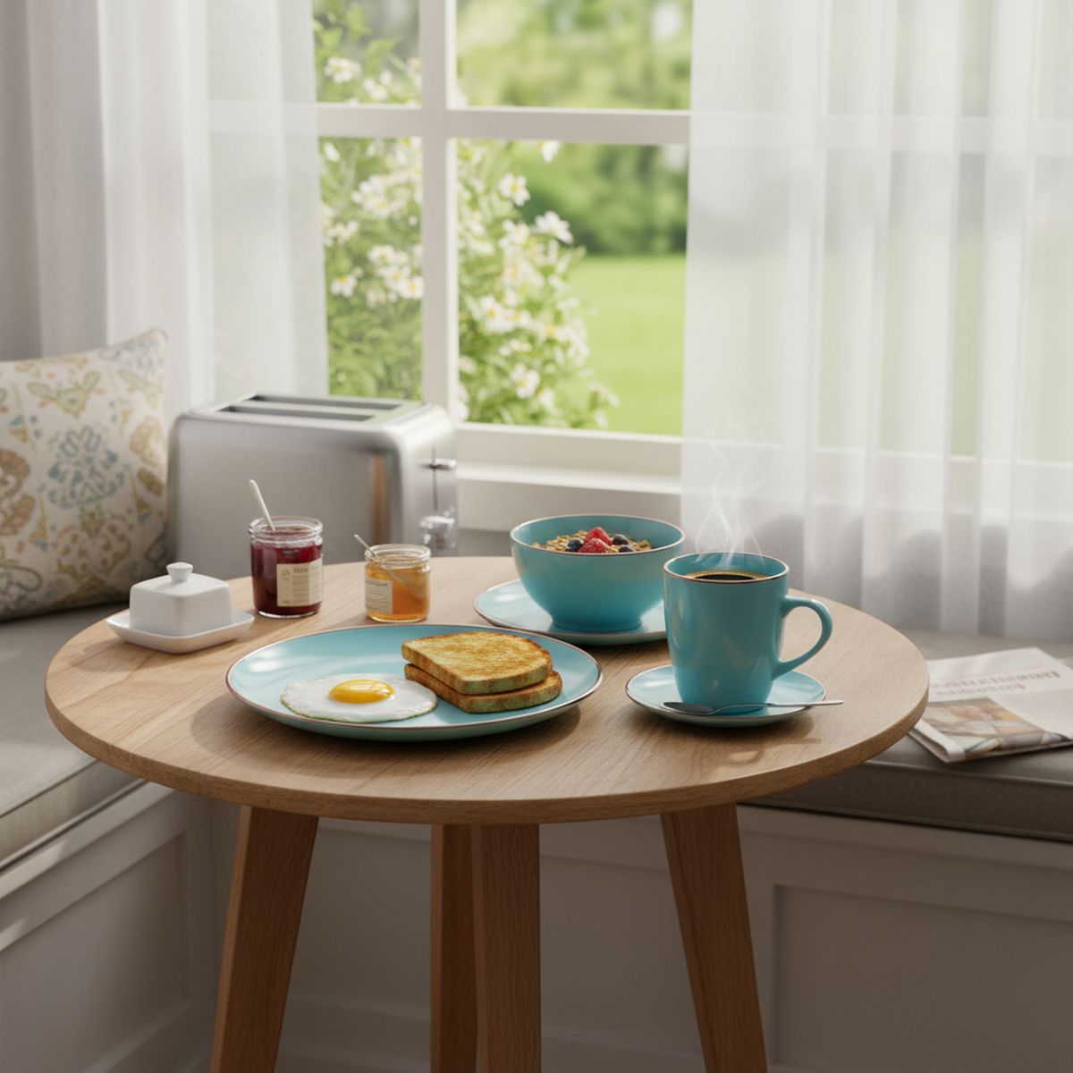 JUST HOME COLLECTION - Juego de vajilla Cerámica Turquesa 30 Piezas