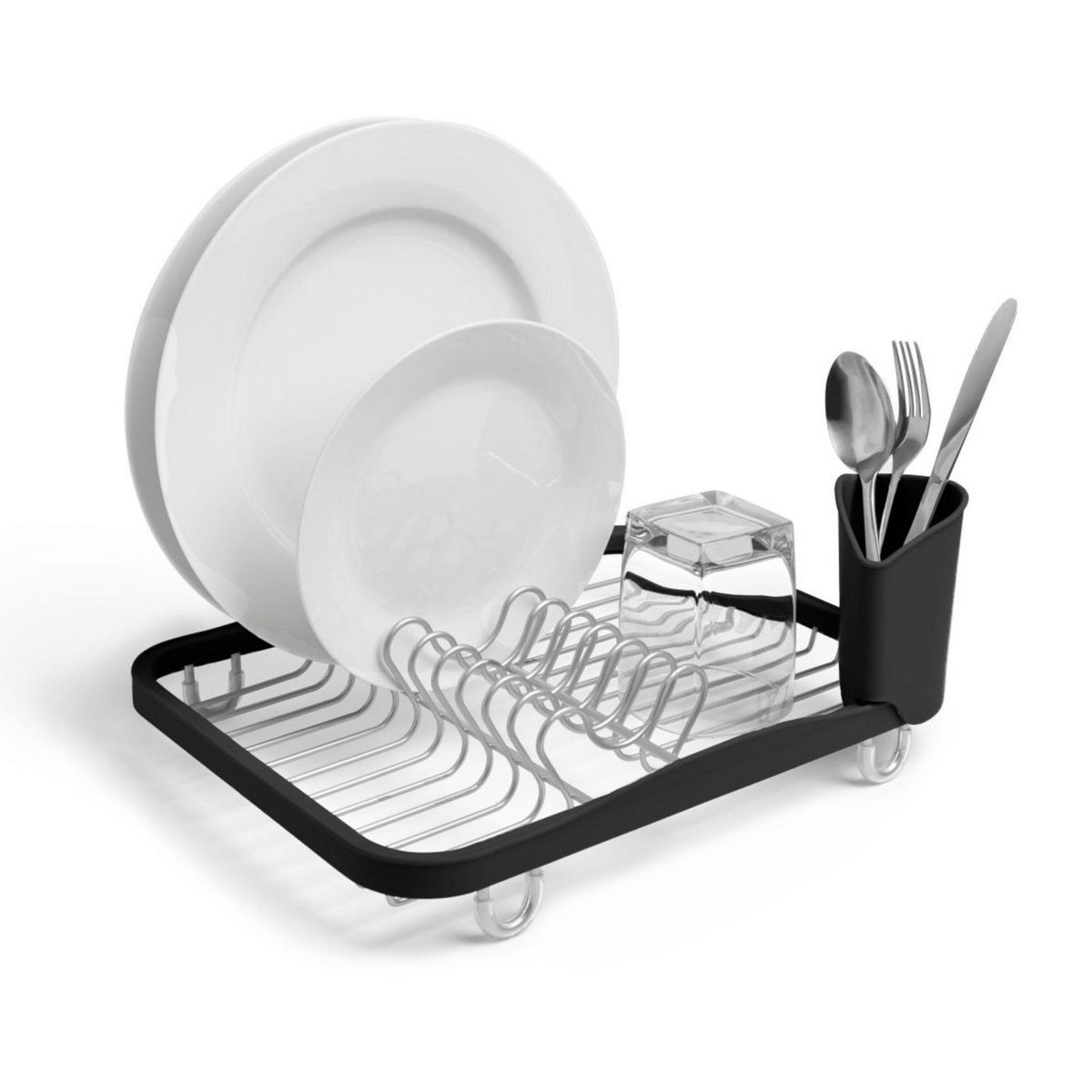 UMBRA - Escurridor de Platos con Portacubiertos Negro